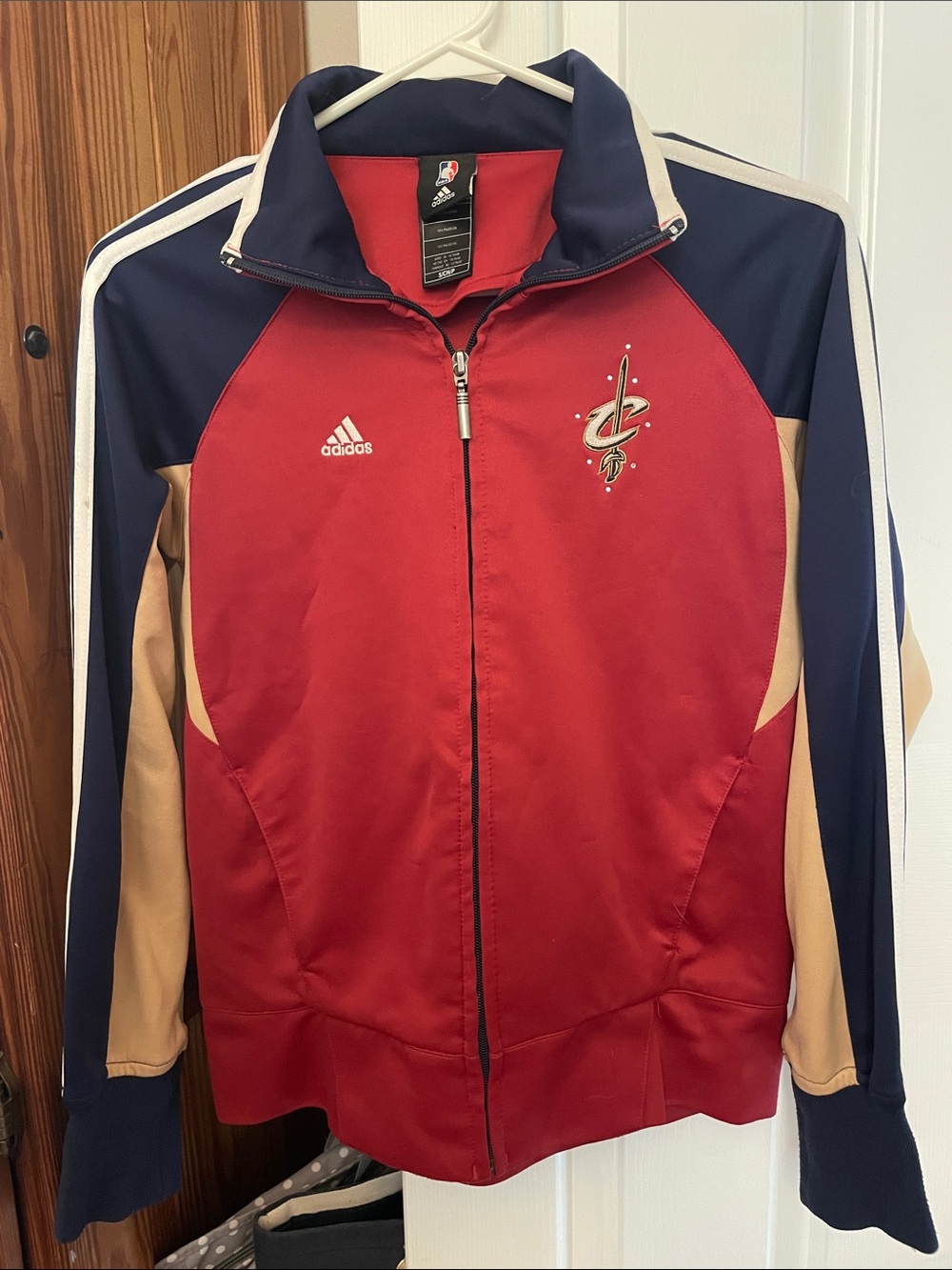 adidas NBA Cleveland Cavaliers Red Navy and Tan Lightweight Track Jacket